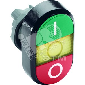 Кнопка двойная MPD2-11Y (зеленая/красная) желтая линза с текстом (I/O) | 1SFA611131R1103 | ABB