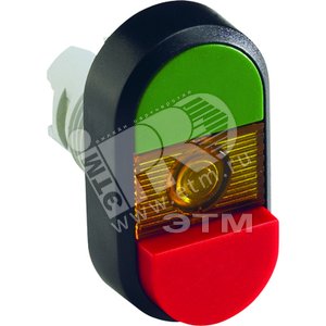 Кнопка двойная MPD12-11Y (зеленая/красная-выступающая) желтая ли нза без текста - ABB