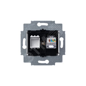 Розетка информационная ABB Levit RJ45 категория 5e и заглушка сталь (5014H-A51017 69W) - фото 5