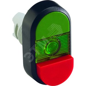 Кнопка двойная MPD14-11G (зеленая/красная-выступающая) зеленая л инза с текстом (ON/OFF) - фото 2