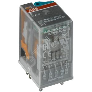 Реле CR-M024AC4LG 24B AC 4ПК (6A), СИД индикация, позолоченные контакты и ограничительный диод - фото 2