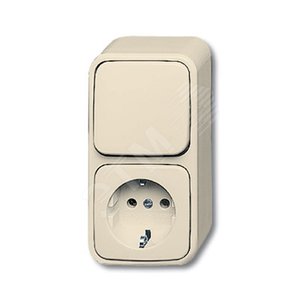 Блок из 1-клавишного перекл. и розетки SCHUKO для открытого монтажа, серия Busch-Duro 2000 AP, цвет сл. кость | 1641-0-0182  | 2CKA001641A0182 | ABB - фото 2
