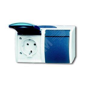 Розетка SCHUKO 16А 250В IP44, двойная, горизонтальная, для открытого монт., серия ocean, цвет серый/сине-зелёный | 2084-0-0726  | 2CKA002084A0726 | AB - фото 2