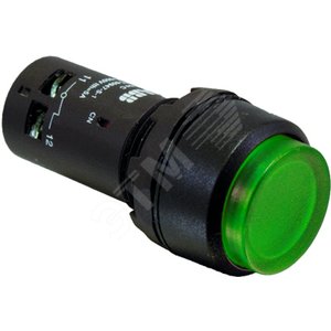 Кнопка с подсветкой CP4-12G-10 зеленая 110-130В AC/DC с выступающей клавишей с фиксацией 1НО - фото 2
