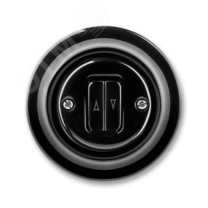 Выключатель жалюзи двухклавишный ABB Decento без фиксации клавиш чёрный фарфор (3559K-C88345 N) - ABB