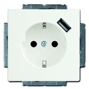 ABB Basic 55 Альп. белый Розетка Schuko 20 EUCBUSB-94-500, 16А, 700мА с устр.заряд.USB | 2011-0-6193  | 2CKA002011A6193 | ABB - фото 2