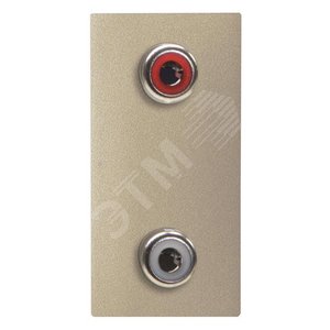 Механизм 2xRCA разъёма, красный+белый, 1-модульный, серия Zenit, цвет шампань (N2155.2 CV) - фото 2