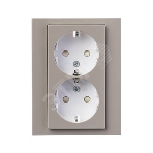 ABB Levit Кофе макиато / белый Розетка 2-ая с з/к со шторками 16А | 5522H-C03457 18W | 2CHH223457C6018 | ABB - фото 4