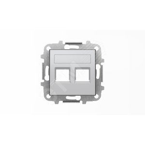 Накладка для 2-х суппортов/разъемов типа 2017... и/или 2018..., со шторками и полем для надписи, сер 2