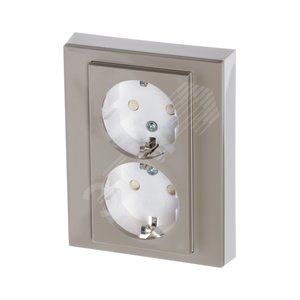 ABB Levit Кофе макиато / белый Розетка 2-ая с з/к со шторками 16А | 5522H-C03457 18W | 2CHH223457C6018 | ABB - фото 2
