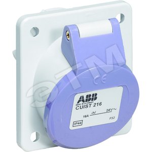 Розетка 16А 20-25В 50/60 Гц 3П панельная углового типа IP44 (CUIST 316) - ABB