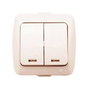ALSU крем. выключатель 2кл с подсв. Led (504-010300-203) - ABB