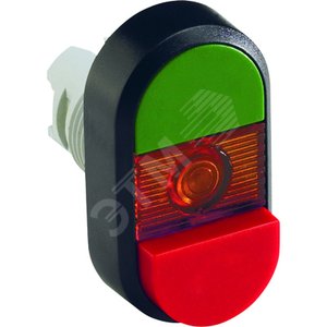 Кнопка двойная MPD14-11R (зеленая/красная-выступающая) красная-в ыступающая линза с текстом (ON/OFF) - фото 2
