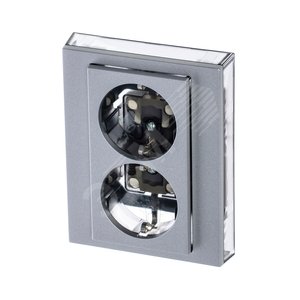 ABB Levit Серебро / дымчатый чёрный Розетка 2-ая с з/к со шторками 16А | 5522H-C03457 70W | 2CHH223457C6070 | ABB - фото 2