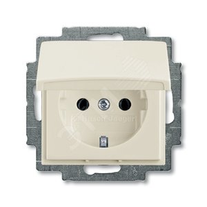 ABB Basic 55 Шале (белый) Розетка с/з с крышкой | 2018-0-1500  | 2CKA002018A1500 | ABB - фото 2