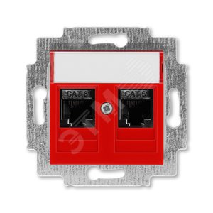 ABB Levit Красный Розетка комп. 2-ая 2хRJ45 категория 6 | 5014H-A61018 65W | 2CHH296118A6065 | ABB - фото 2