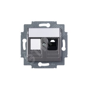 Розетка информационная ABB Levit RJ45 категория 5e и заглушка сталь (5014H-A51017 69W) - фото 3