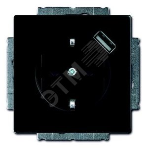 Розетка Schuko с устройством зарядным USB, 20 EUCBUSB-885-500, Future чёрный бархат, 16А, 700 мА, эл 2