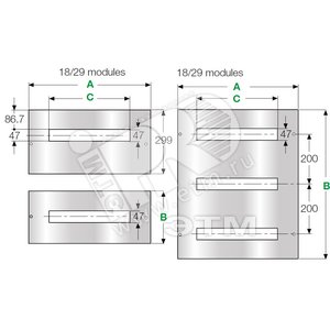 Панель для 29 модулей 300x800мм нержавеющая сталь