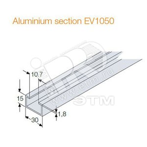 Профиль алюминиевый Ш=2000мм 30x15(10шт) - ABB