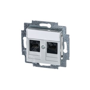 Розетка информационная ABB Levit двойная 2хRJ45 категория 5e серый (5014H-A51018 16W) 2