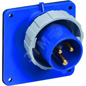 Вилка панельная прямая 216BAU4W, 16A, 2P+E, IP67, 4ч 2