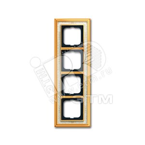 Рамка 4-постовая, серия Династия, Латунь полированная, белая роспись