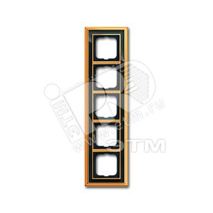 Рамка 5-постовая, серия Династия, Латунь полированная, черное стекло | 1754-0-4569 | 2CKA001754A4569 | ABB