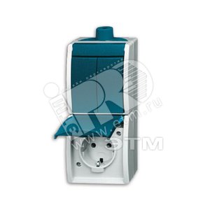 Блок из 2-клавишного выкл. и розетки SCHUKO для открытого монтажа, IP44, серия ocean, цвет серый/сине-зелёный | 1684-0-0324  | 2CKA001684A0324 | ABB - ABB