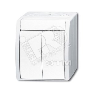 Кнопка 2-клавишная, НОК, с 2-мя раздельными цепями, IP44, для открытого монтажа, серия ocean, цвет альп. белый | 1484-0-0379 | 2CKA001484A0379 | ABB