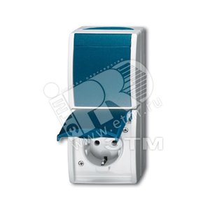 Блок из 1-клавишного перекл. и розетки SCHUKO для открытого монтажа, IP44, серия ocean, цвет серый/сине-зелёный | 1684-0-0316  | 2CKA001684A0316 | ABB - ABB