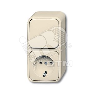 Блок из 1-клавишного перекл. и розетки SCHUKO для открытого монтажа, серия Busch-Duro 2000 AP, цвет сл. кость | 1641-0-0182  | 2CKA001641A0182 | ABB - ABB