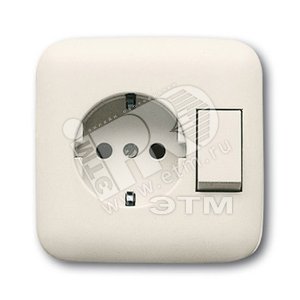 Блок переключатель и розетка SCHUKO в одном корпусе, серия Busch-Duro 2000 SI, цвет слоновая кость | 1611-0-0110  | 2CKA001611A0110 | ABB