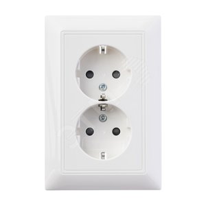ABB Basic 55 Альп. белый Розетка 2-ая с/з моноблок, с защитными шторками | 2021-0-0378  | 2CKA002021A0378 | ABB - фото 3