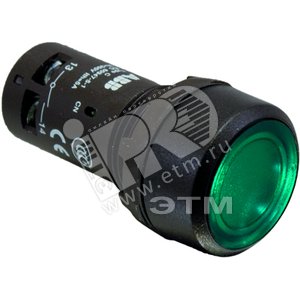 Кнопка СР1-13G-10 зеленая с подсветкой без фиксации 1НО