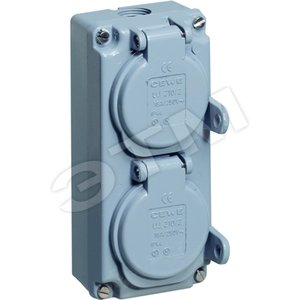 Розетка Schuko в металлическом корпусе 2P+E  IP44 с крышкой 10/16A 250В (UJ 110/2) - ABB