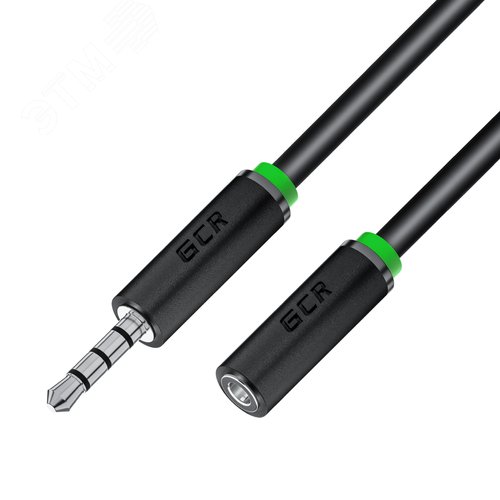 Удлинитель для гарнитуры Jack 3.5 мм М на Jack 3.5 мм F, 20 м., 0.5 м., черный - Greenconnect