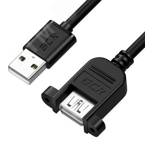 Удлинитель USB 2.0 AM на AF, 1.5 м., крепление подвинт, черный - Greenconnect