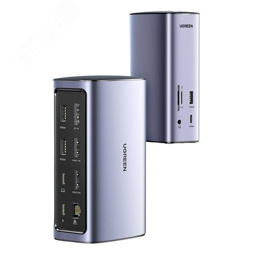 Хаб (разветвитель) USB 13-в-1, USB A 5Gbx2 + 3.1, DP 4K, HDMI 4Kx2 + 8K, Type-C PD 100В + 3.1, 3.5 mm Audio, RJ45, SD/TF - UGREEN