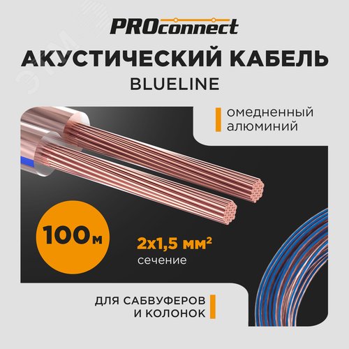 Кабель акустический 2х1.50 кв.мм прозрачный BLUELINE - фото 2
