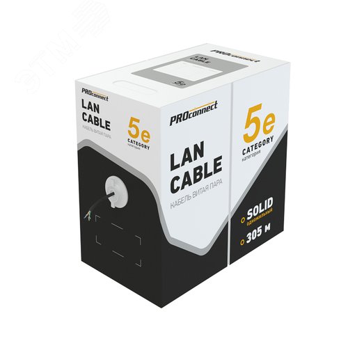 Кабель витая пара PROconnect UTP 4PR 24AWG, CCA, CAT5e, PE, OUT (бухта 305 м) - фото 3