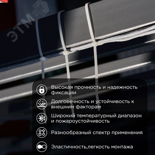 Хомут-стяжка кабельная нейлоновая PROconnect 200x2,5 мм, белая, 100 шт - фото 2