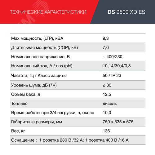 Генератор дизельный DS 9500 XD ES - фото 9