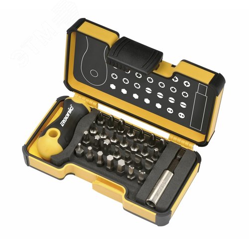 Набор бит HEX/XZN/TX TR/TS/Tri/SPANNER/CLUTCH/BH с рукояткой ERGONIC и битодержателем в кейсе, 30 шт - FELO
