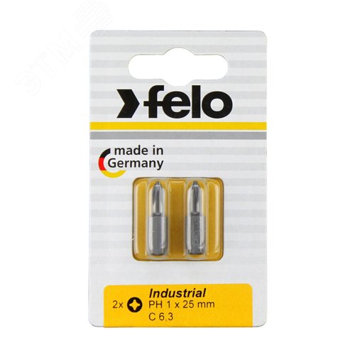 Бита крестовая PH 1X25, серия Industrial, 2 шт в блистере - FELO