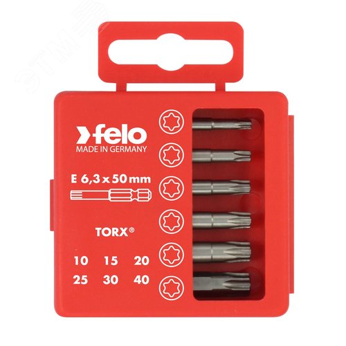 Набор бит Tx Industrial 50 мм в кейсе, 6 шт - FELO