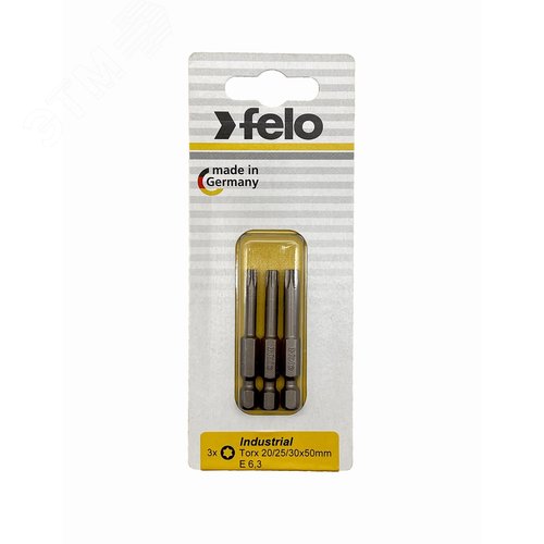 Биты TX15/TX20/TX25 50мм, серия Industrial, 3 шт в блистере - FELO