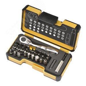 Набор бит SL/PH/PZ/Tx/HEX/TxTR/BH/MS с мини трещоткой в кейсе, 33 шт - FELO