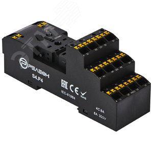 Розетка с push in клеммами для реле RP4.34 и модуля PM8, 10А - Релеон