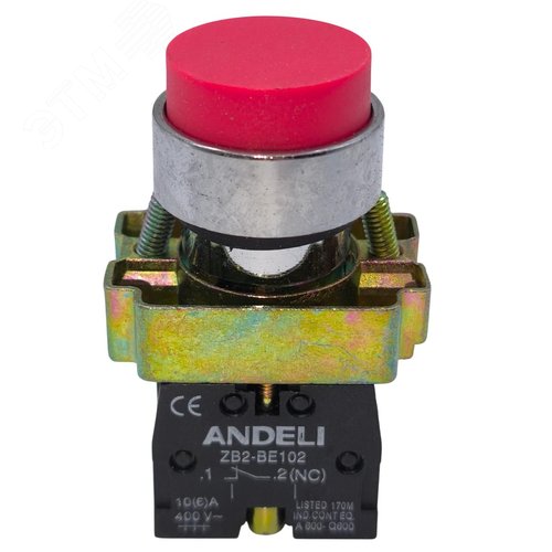 Кнопка xb2-bl42 без подсветки красный 1нз - ANDELI